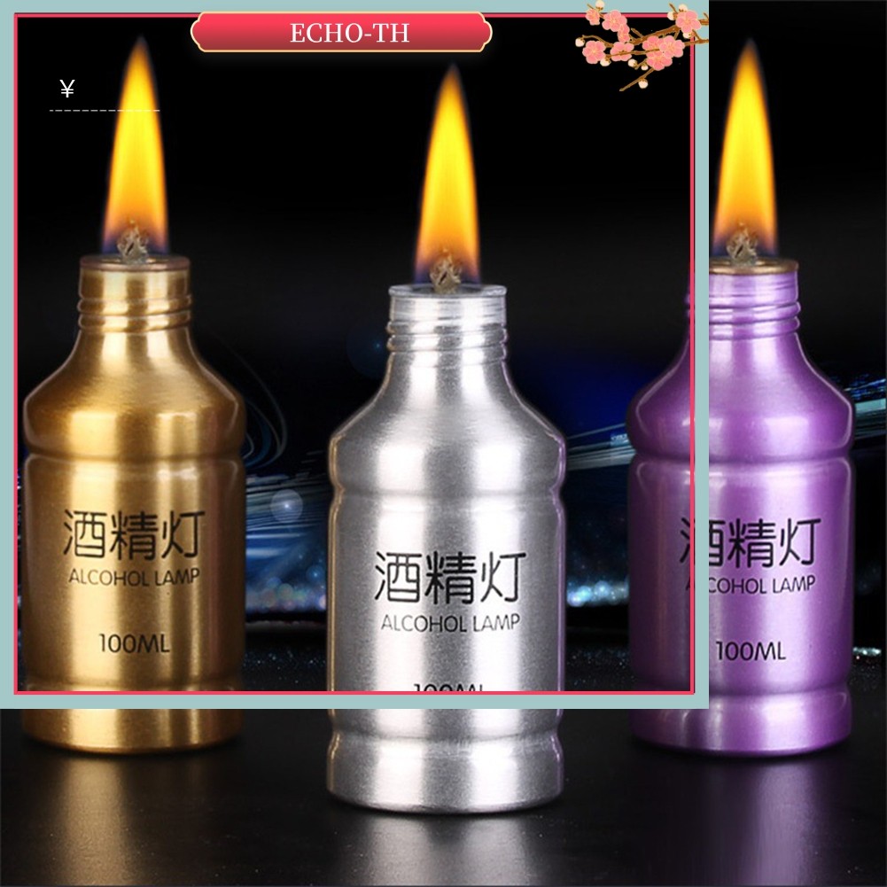 ECHO⭐1ชิ้นโคมไฟโลหะแบบพกพาแอลกอฮอล์เตาของเหลวสําหรับการอยู่รอดกลางแจ้งตั้งแคมป์