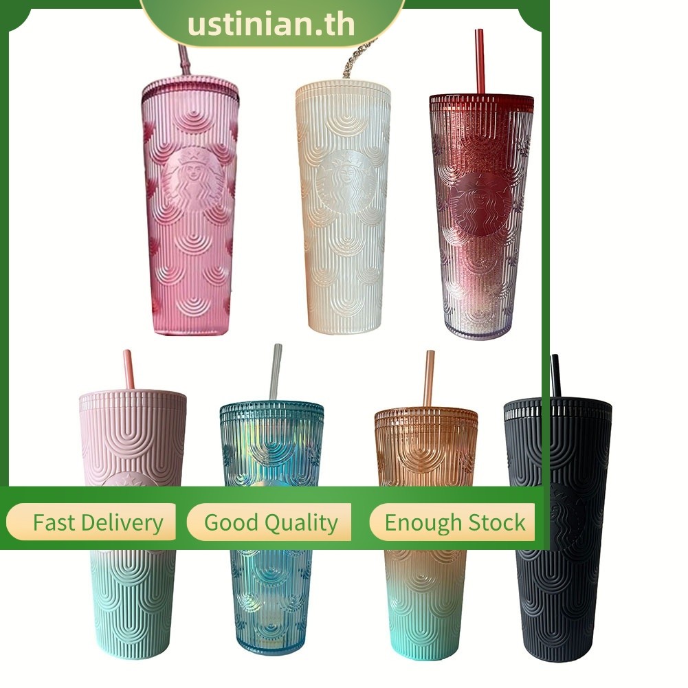 ⭐ยูเทีย⭐Starbucks Cup Ocean Siren Mermaid Goddess Aurora ถ้วยฟางความจุขนาดใหญ่ 700ml