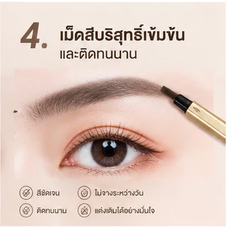 ดินสอเขียนคิ้ว(5แท่ง) Double HEAD แบบหมุนอัตโนมัติ 2in1 Eye Brow สีชัด เขียนง่าย ติดทนนาน พร้อมแปรง