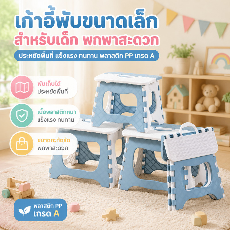 สตูลพับ, ม้านั่งขนาดเล็ก, สตูลพับ, สตูลแบบพกพา, ง่ายต่อการพกพา, มัลติฟังก์ชั่, เก้าอี้พับพลาสติก