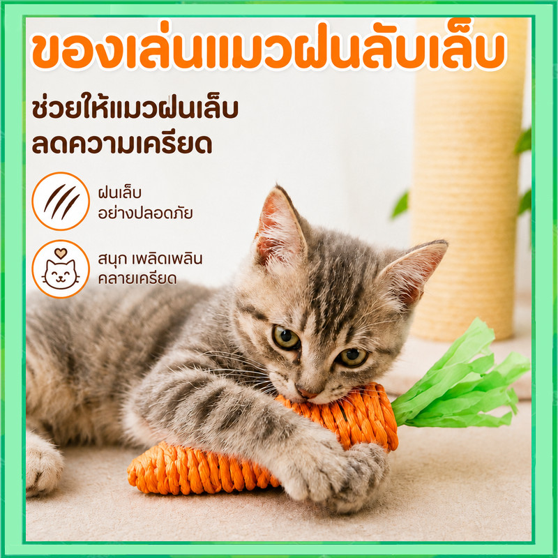 ของเล่นสำหรับสัตว์เลี้ยง แครอทเชือก ของเล่นแบบขัดฟัน ลับเล็บแมว เชือกใช้วัสดุธรรมชาติไม่อันตรายต่อสัตว์เลี้ยง