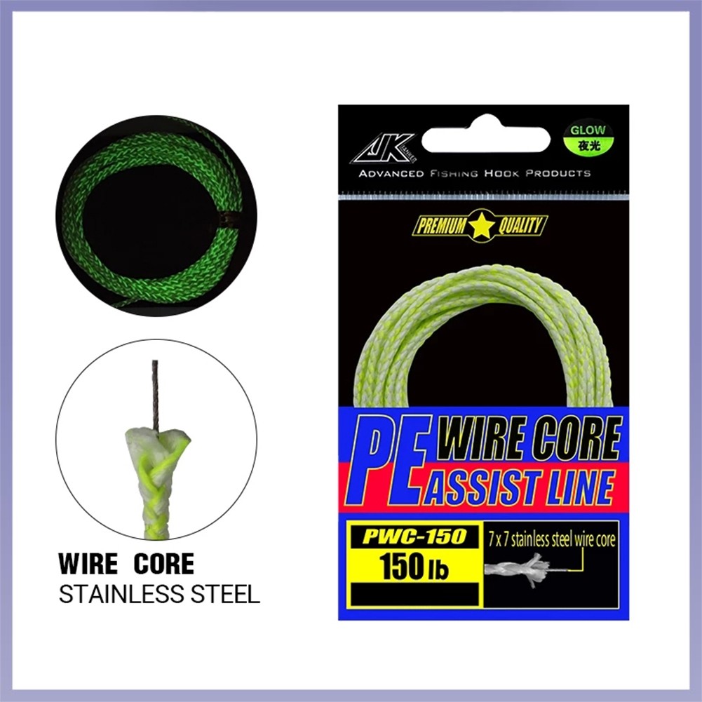 HOT60/90/120/150LB Luminous Fishing Assist Line PE สําหรับเชือกถัก Hollow Core Binding Rope