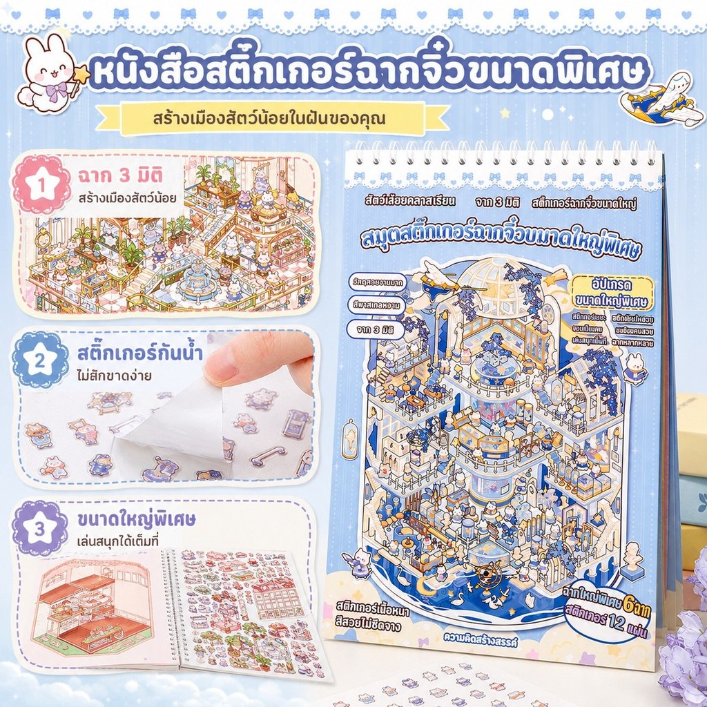 สติกเกอร์จัดฉากแนวจีนโบราณ สำหรับทำสมุดภาพ งานฝีมือ และของเล่นเด็ก
