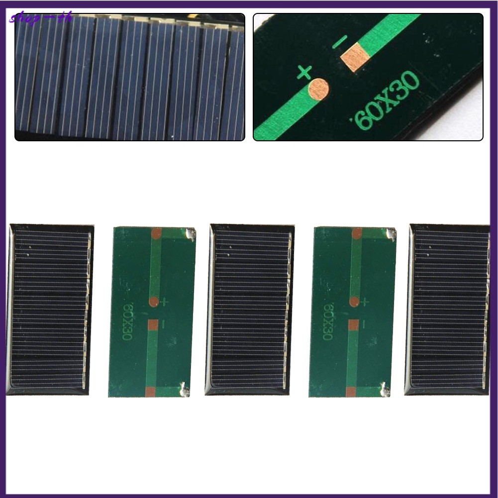 [RDYSHOP] แผงโซล่าเซลล์ 5 ชิ้นชาร์จ 3.7V บอร์ดกาวพลังงานแสงอาทิตย์ DIY แผงโซล่าเซลล์ 30*60 มม.