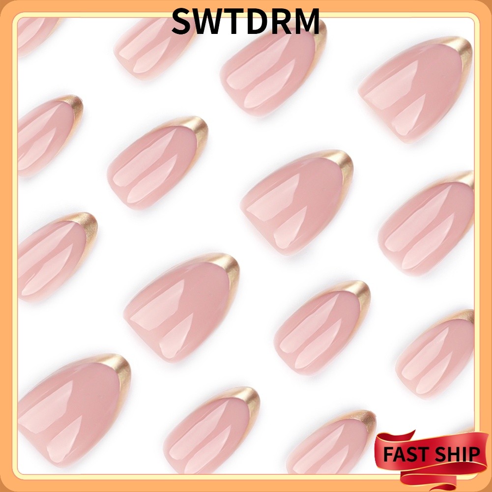 SWTDRMFOR FRENCH Style Almond Press On Nails Short Wearable Fake Nails Minimalist