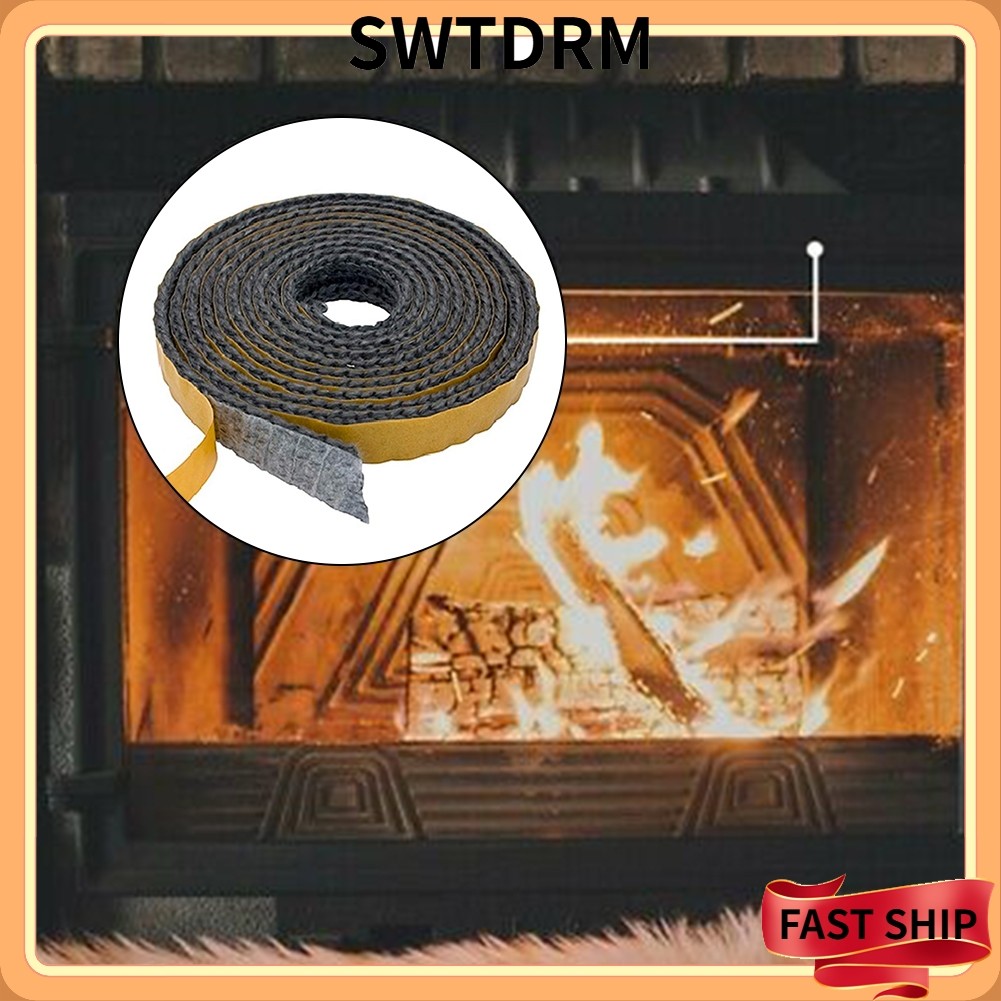 SWTDRMBlack Flat Stove Rope Glass Seal Stove Fire Rope 15mm Wide x 2mm