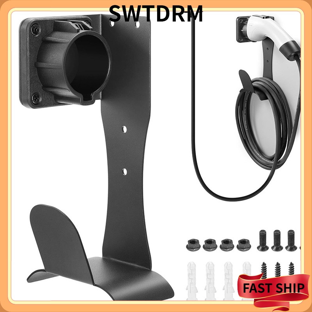SWTDRMStainless Steel Wall Mount EV Charger Holder Cable Organizer สําหรับ J1772 Connector