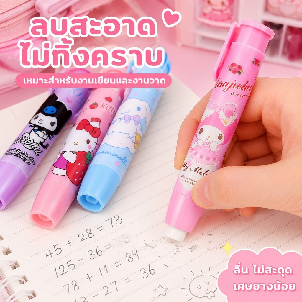 ยางลบแบบกดสไตล์คาวาอี้ ยางลบสะอาด ขนาด 10 ซม. เครื่องเขียนนักเรียน