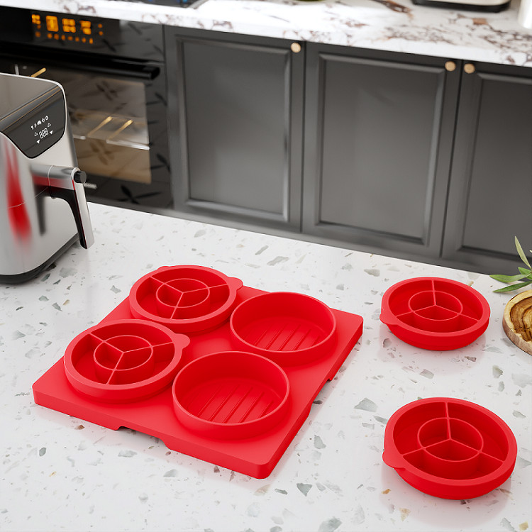 xk85 นวัตกรรม 4-in-1 Burger Press & คอนเทนเนอร์สําหรับ Perfect, Easy Burgers!