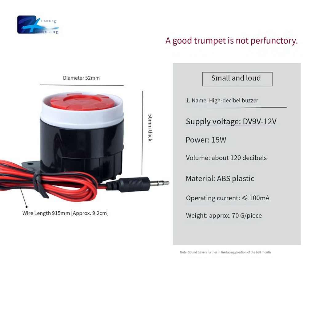 Decibel Buzzer Horn 12V24v220V สัญญาณกันขโมย Active Tweeter Alarm Horn Alarm