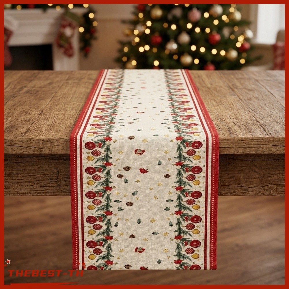 THEBESTChristmas Table Scarf Festive Long Table Linen Holiday Decorative Table Flag