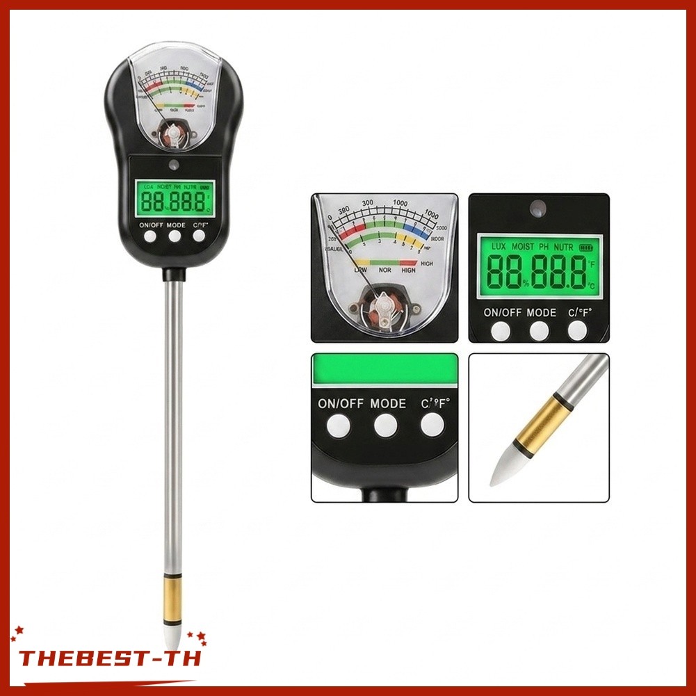 THEBEST7-in-1 Soil Test Kit Soil Moisture pH Meter อุณหภูมิพร้อมจอแสดงผลคู่ขนาดใหญ่