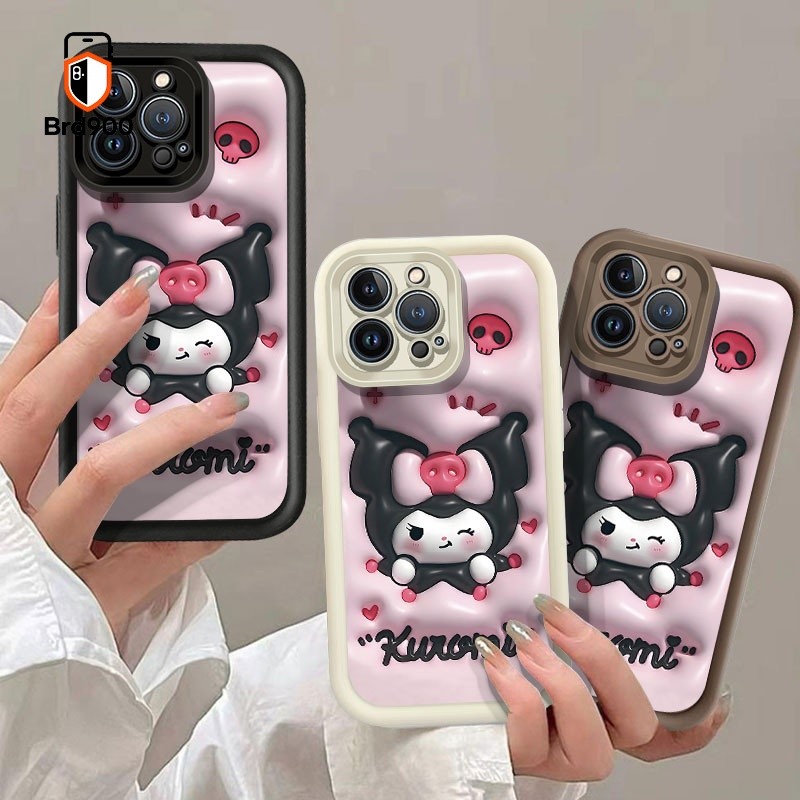น่ารัก Kuromi 3D พัฟการ์ตูนผ้านวมเคสโทรศัพท์สําหรับ VIVO Y21 Y21D T1X Y33t Y31 Y05 Y21s Y33s Y31D Y1
