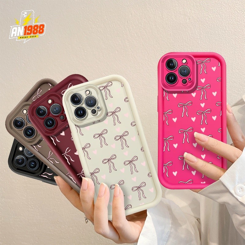 โบว์หัวใจสีชมพู Doodle เคสโทรศัพท์กระจัดกระจายสําหรับ OPPO Reno 4 8z 7z OPPO A5S A94 A54 A31 A8 A5 A
