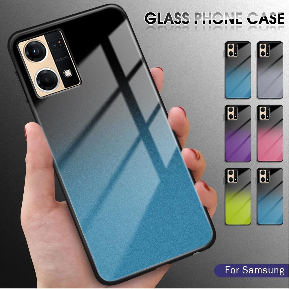 สําหรับ OPPO Reno7 Reno8 T Reno7 Z 5G Reno 8T หรูหราไล่โทนสีปลอกกันกระแทกเคลือบเงากระจกเทมเปอร์กรณีฝ
