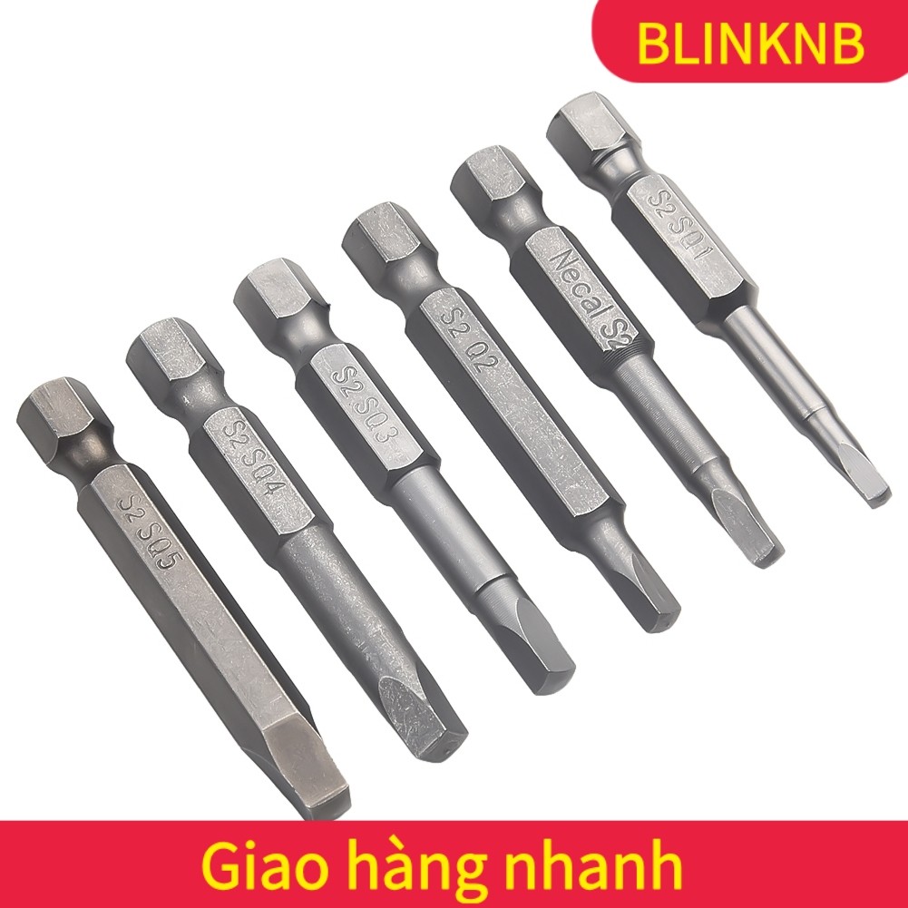 [BLINKNB]6 ชิ้น 50 มม.SQ1-SQ5 ไขควงหัวเหลี่ยมชุดบิต Hex Shank ไขควงแม่เหล็ก