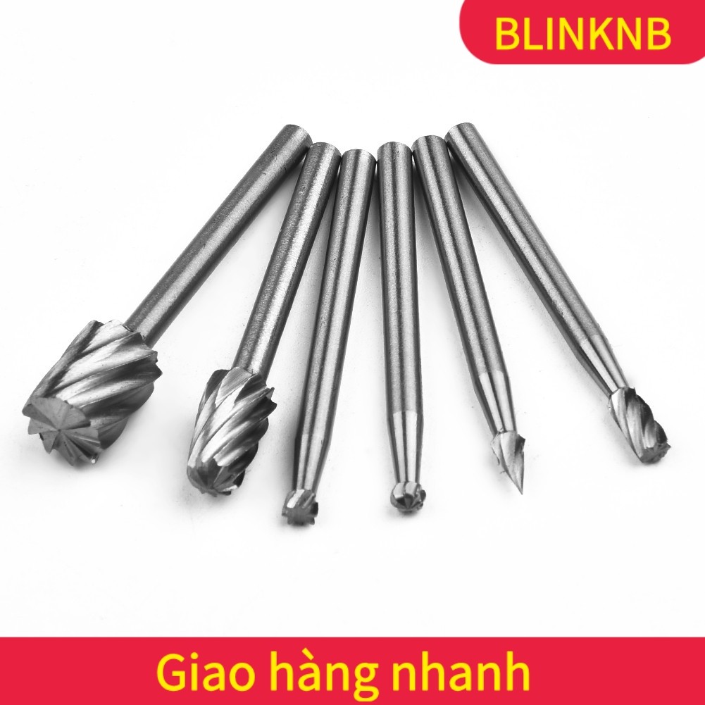 [BLINKNB]6 ชิ้น/เซ็ต HSS Router Drill Bits Kit Rotary Burrs เครื่องมือไม้แกะสลักโลหะมิลลิ่ง