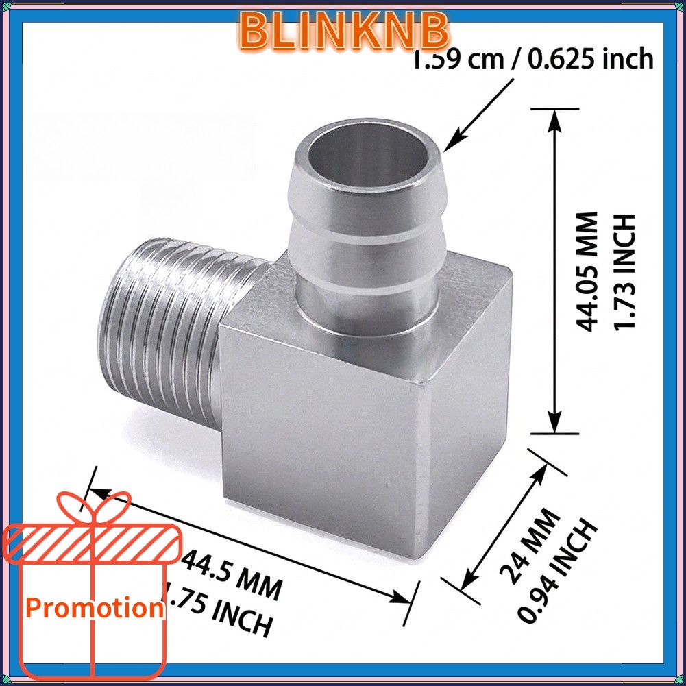 BLINKNB90° ข้อต่อสายยางฮีตเตอร์ จาก 1/2 NPT ถึง 5/8 บาร์บ
