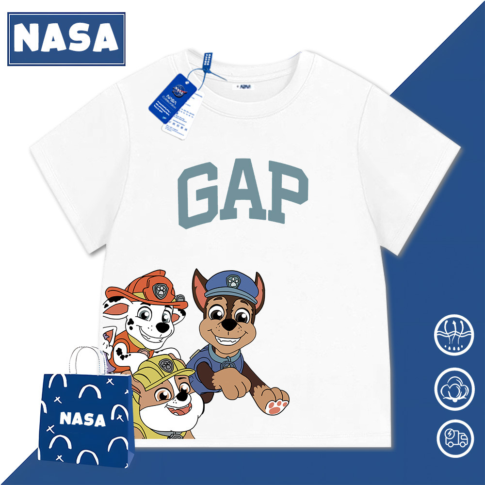 【ส่งจากกรุงเทพ】NASA เสื้อยืดเด็กแขนสั้น ลายการ์ตูน Paw Patrol เสื้อยืดเด็ก ผ้าฝ้ายนุ่ม เหมาะสำหรับเด็กอายุ 2-12 ปี