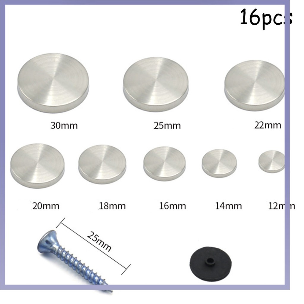 HOT16pcs CHROME ELECTROPPLATED MIRROR SCREW CAP การอ่านจอแสดงผล SCREW CAP