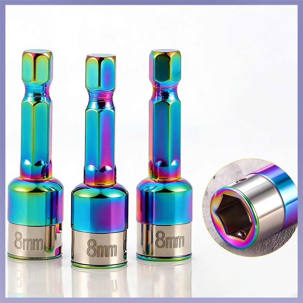 HOT8mm Hex Socket Nut Driver Set Socket Adapter No-magnetic steel ball sleeve