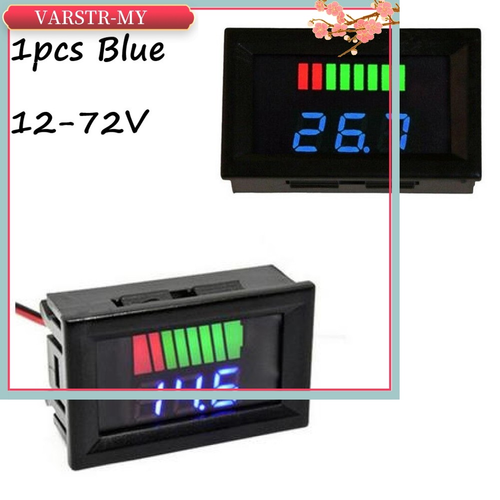 <VARSTR>LED Digital Voltmeter Battery Fuel Gauge เหมาะสําหรับรถจักรยานยนต์ทางทะเล 12V-72V