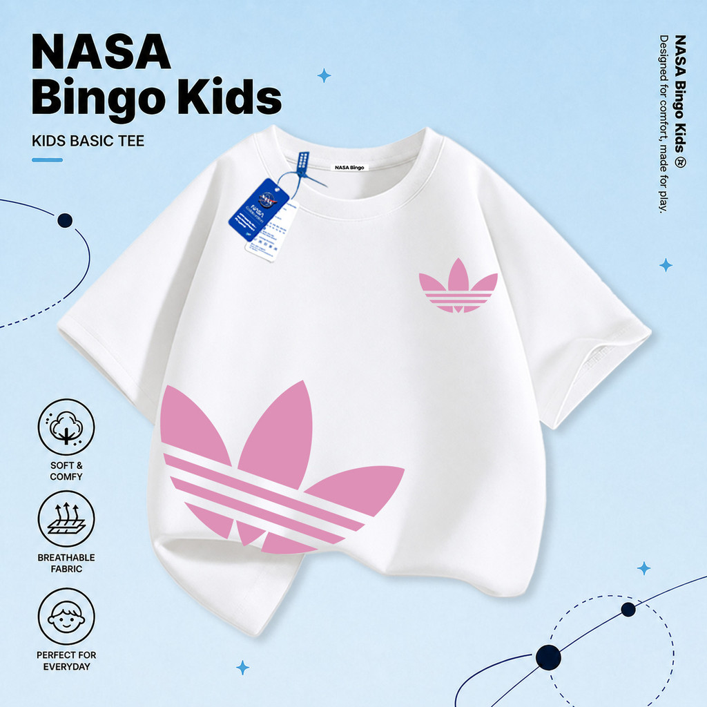 【ส่งในวันเดียวกัน】NASA เสื้อยืดเด็ก ลายการ์ตูนแฟชั่น สไตล์เกาหลี แมทช์ง่าย ใส่สบาย สำหรับ 1-13 ปี