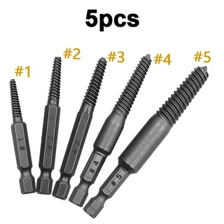 One ชุด 5 ชิ้นสกรู Extractor เจาะ Bits ชุดคู่มือ, Broken Bolt Remover Hex Shank พร้อม Spanner สําหรับเครื่องมือมือ
