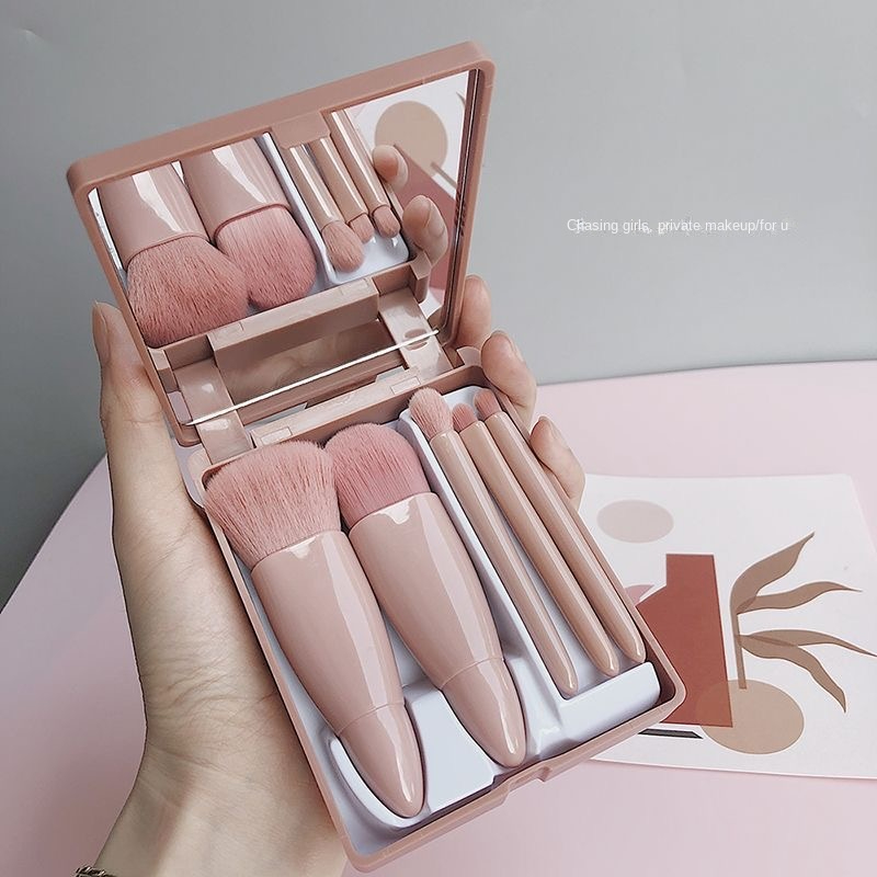ชุดแปรงแต่งหน้า อายแชโดว์ รองพื้น แบบพกพา ขนาดเล็ก ราคาไม่แพง สําหรับนักเรียน จํานวน 5 ชุด