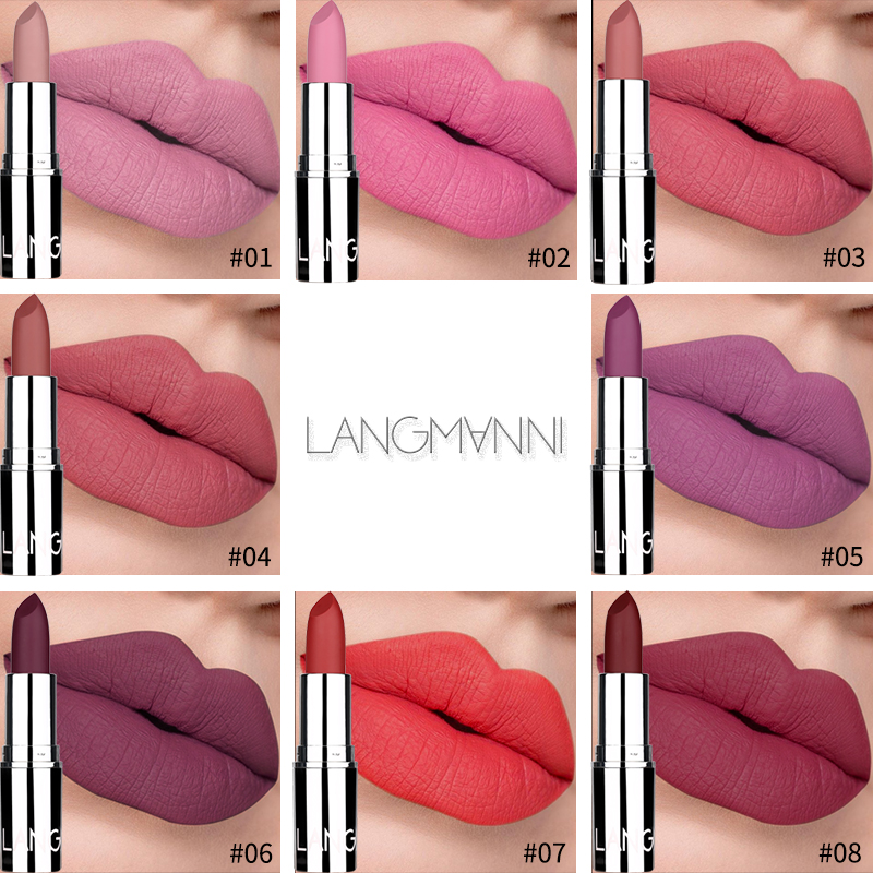 ลิปสติก 8 ด้าน เนื้อแมตต์ สีเงิน ไม่ติดถ้วย กันน้ํา ไม่เลอะง่าย