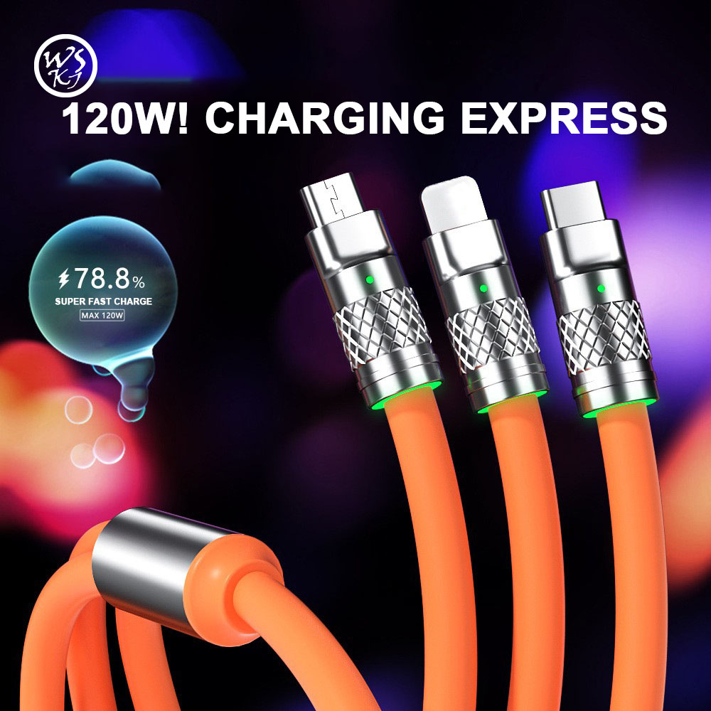 สายชาร์จ 120W แบบสามในหนึ่งเดียว ชาร์จเร็วมาก