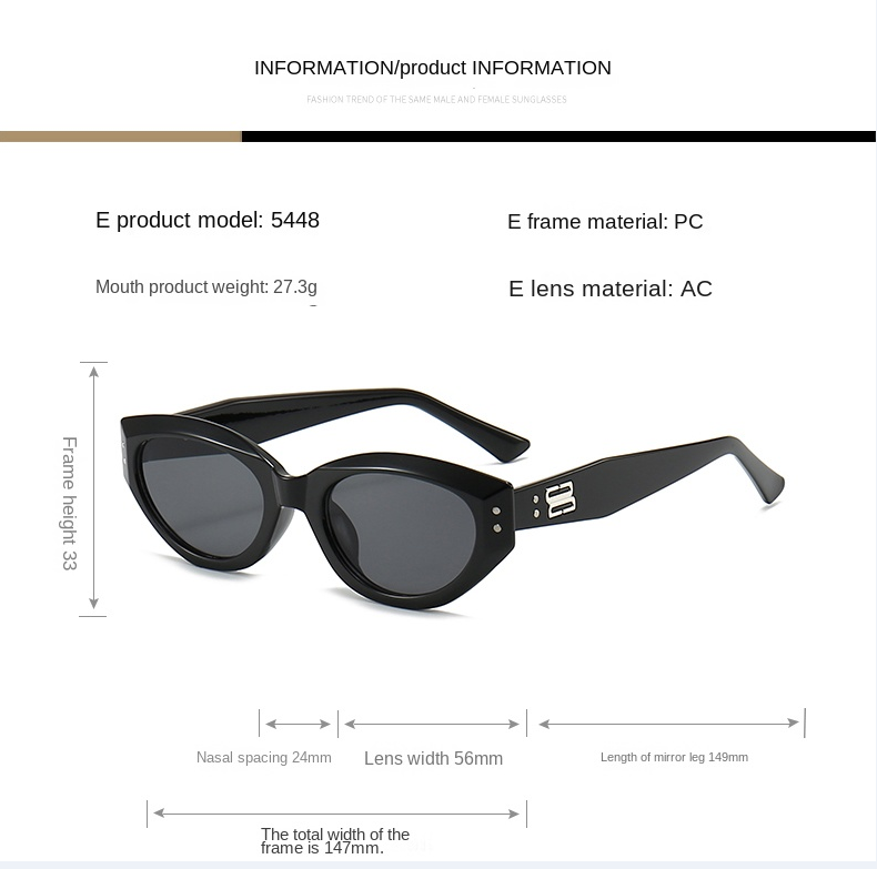 แว่นกันแดด Cat Eye UV400 Protection Rococo Spy Style สําหรับผู้หญิงผู้ชาย - รูปที่ 3