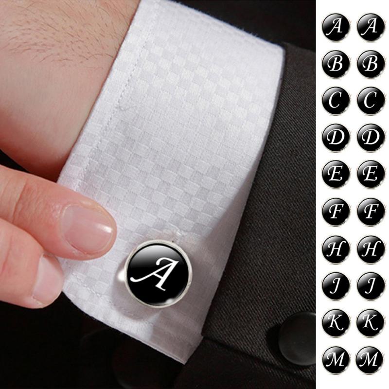 แฟชั่นผู้ชาย AZ ตัวอักษรเดี่ยว Cufflinks Silver สี Letter Cuff ปุ่มสําหรับชายสุภาพบุรุษเสื้องานแต่งงาน Cuff Links ของขวัญ