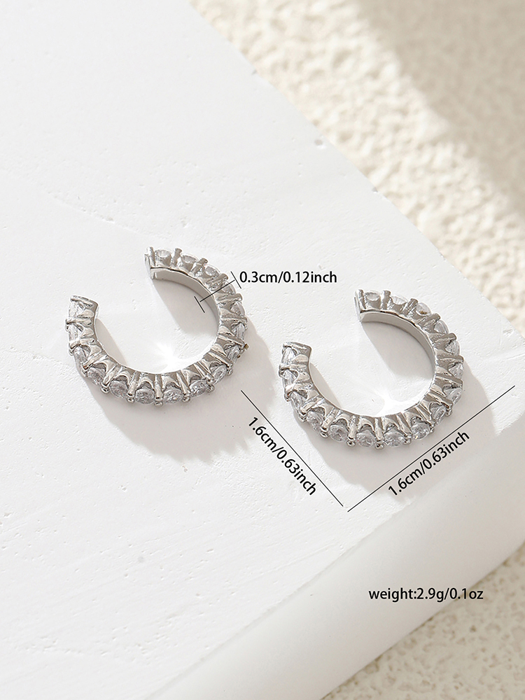 คริสตัลสตั๊ดคลิปบนต่างหูไม่เจาะ Minimalist Vintage Ear Cuffs ราคา ถูกที่สุด ดีลบีเคเค แกลเลอรีภาพที่ 5