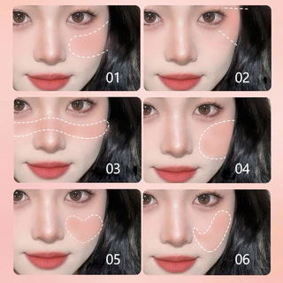 บลัชออนเห็ดพร้อมกระจกและพัฟ Silky Texture Blush Powder Contour & Highlight Face Long Lasting