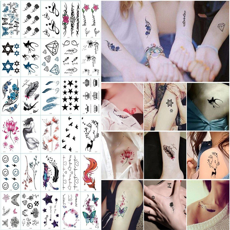 30 สติ๊กเกอร์รอยสักสดขนาดเล็กกันน้ําติดทนนานรอยสักชั่วคราว