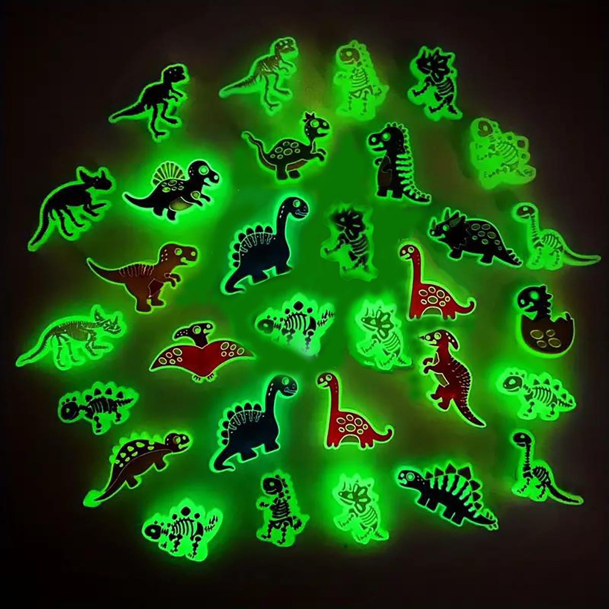 ของขวัญคริสต์มาส 31pcs Luminous ไดโนเสาร์รองเท้า Charms สําหรับ Crocs Jibbitz รองเท้าแตะรองเท้าแตะอุปกรณ์เสริมรองเท้า Party Favor ของขวัญไอเดีย