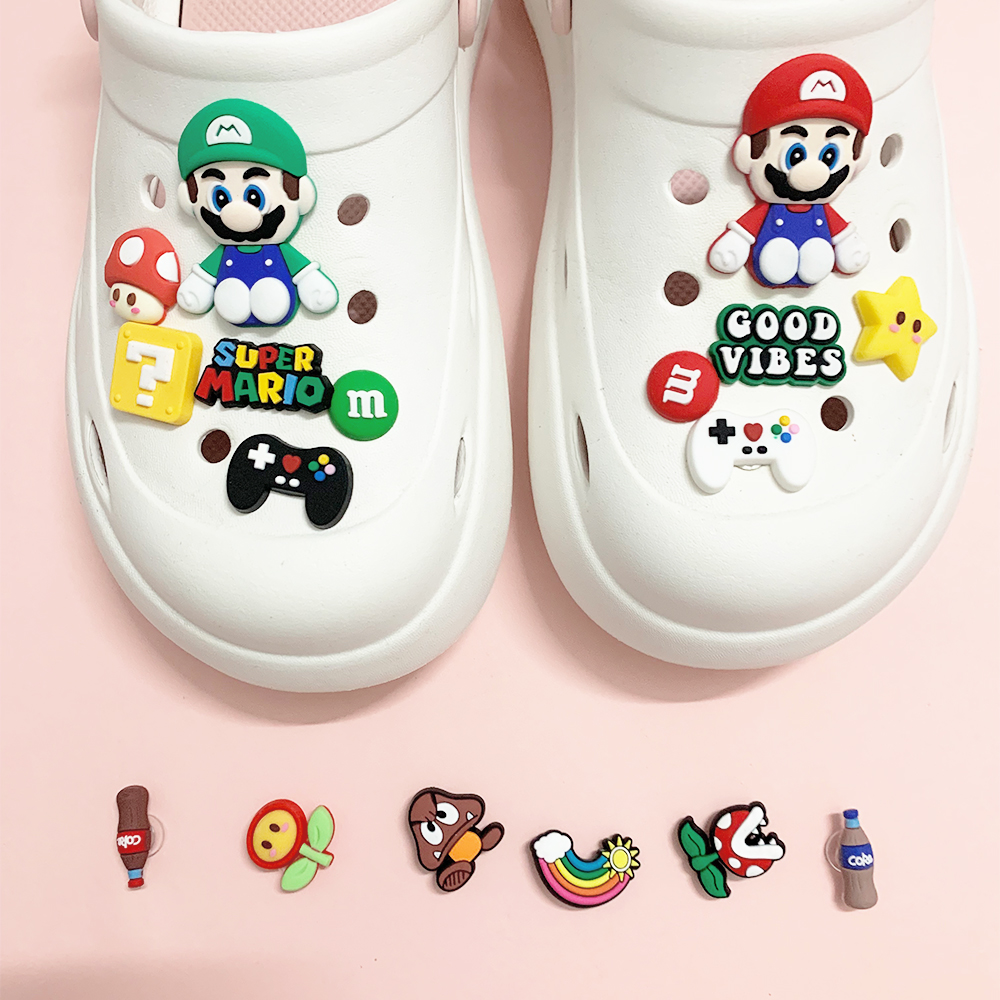 ชุดอุปกรณ์เสริมรองเท้า croc ลายการ์ตูน super mario jibbitz 17 ชิ้น