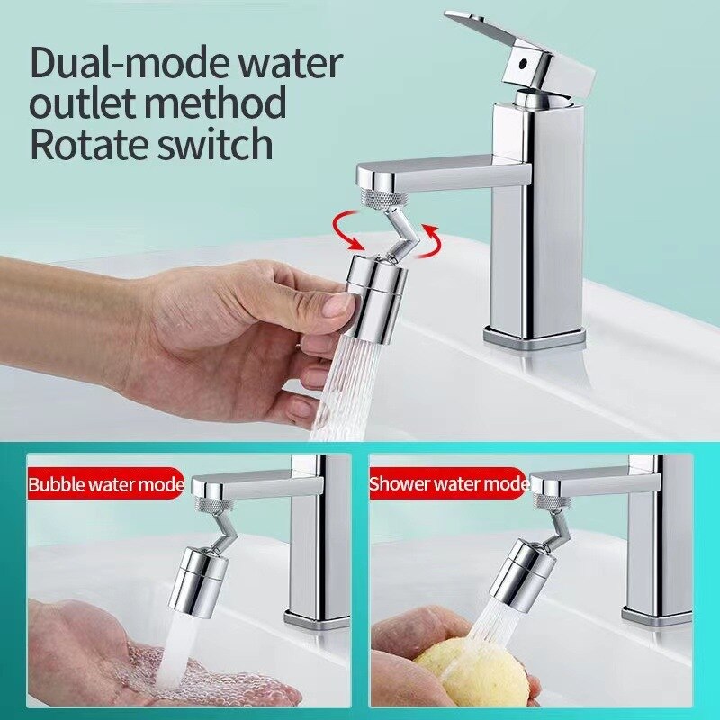 ห้องครัวห้องน้ําแรงดันขยายฟองก๊อกน้ํา 720 องศาหมุนล้างจานล้างหน้า Rinsing Splash Proof Head