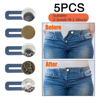 5PCS Jeans Waist Extender Tool-Free Button Adjuster for Men & Women – Casual Travel Wardrobe Must-Have