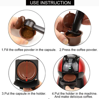 แคปซูลกรองกาแฟ พร้อมช้อน ใช้ซ้ําได้ สําหรับ Nespresso Dolce Gusto 3 ชิ้น