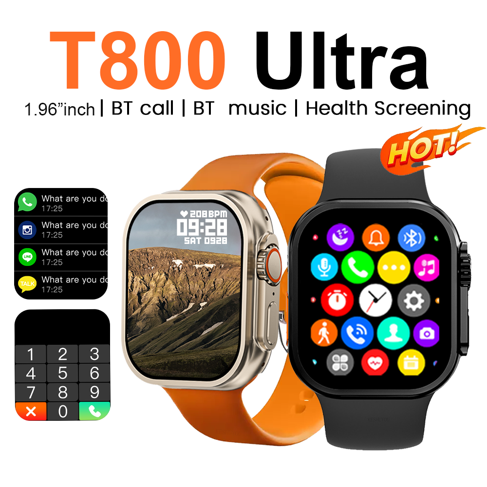 LAXASFIT 2024 ใหม่สมาร์ทวอท์ช T800 Ultra 1.81 "หน้าจอ HD รับ/โทรทิศทาง 123 SportMonitoring Alarm
