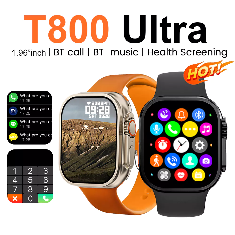 Laxasfit T800 Ultra Smart Watch 2026 1.96 หน้าจอ HD บลูทูธ Call Sports Band