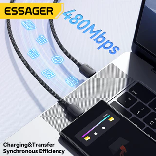 Essager สายชาร์จ Type-C เป็น Type C 100W ชาร์จเร็ว USBC เป็น USB C สีมาการอง สําหรับ iPhone MacBook iPad Xiaomi Dell Lenovo HP Samusung Huawei