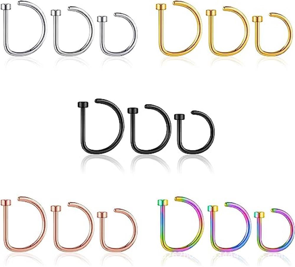 เครื่องประดับเจาะร่างกาย ต่างหูรูปตัว D สแตนเลส