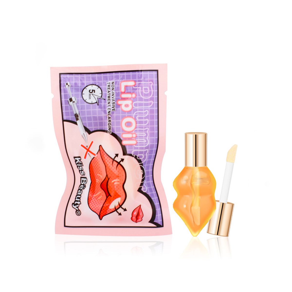 KISS BEAUTY Gentle Plumping Lip Oil สําหรับริมฝีปากที่บอบบาง Fuller Hydrating Non-Greasy Daily Lip Care - รูปที่ 3