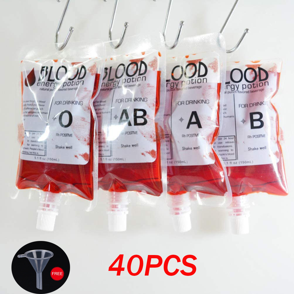 ถุงใส่เครื่องดื่ม PVC แบบใส ขนาด 150 มล. ใช้ซ้ําได้ พร็อพปาร์ตี้ฮาโลวีน สําหรับเด็ก 40 ชิ้น