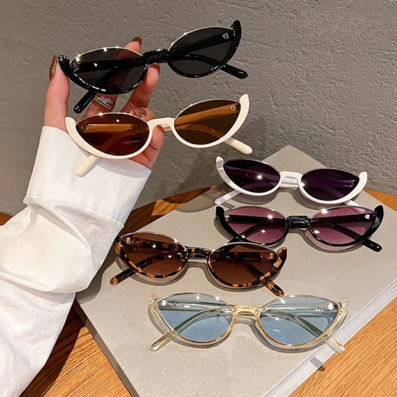 แฟชั่นครึ่งกรอบขนาดเล็ก Cat Eye แว่นตากันแดดสําหรับผู้หญิงแว่นตากันแดด Vintage Shades ฤดูร้อน Beach Street แว่นตา