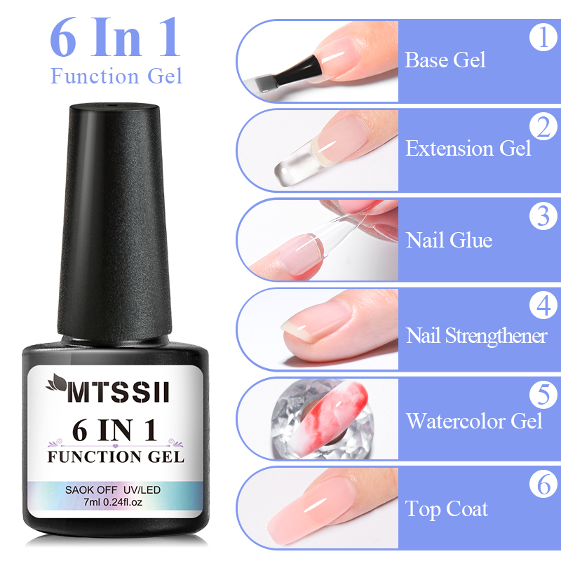 Mtssii 6 In 1 กาวต่อเล็บเจล เพิ่มความแข็งแรง สีน้ํา
