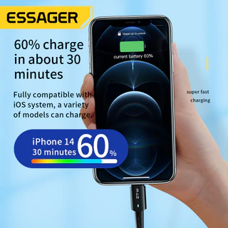 สายชาร์จเร็ว Essager Pd USB-C to Lightning 3A ทำจากอลูมิเนียม สำหรับ iPhone 13 12 8 Plus และ Macbook